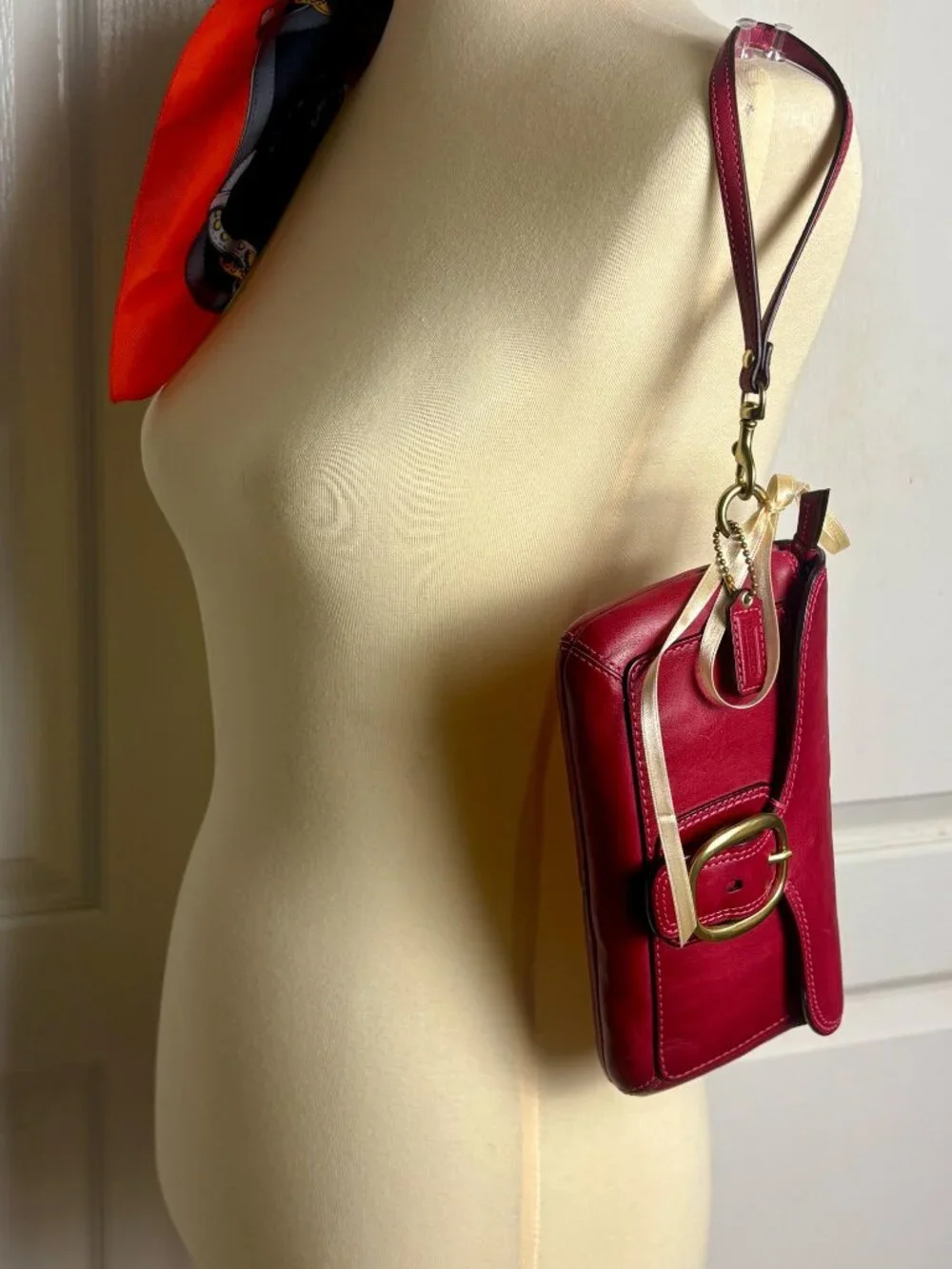 Coach Bleeker Large Flap Wristlet in Red Premium Glovetanned Leather